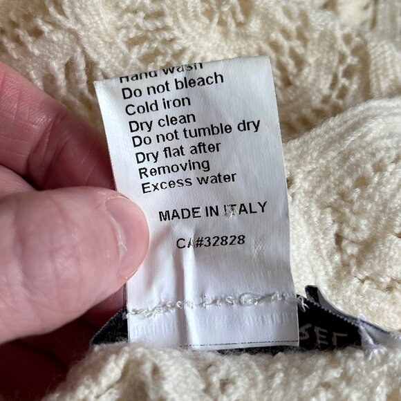 Vintage 100% Merino Wool Open Knit Lace Cardigan Sweater Quiet Luxury Old Money - Picture 11 of 12